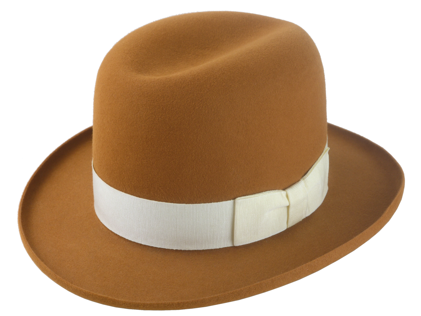 Premium Fedora with Single-Crease Crown and Raw-Edge Rolled Brim