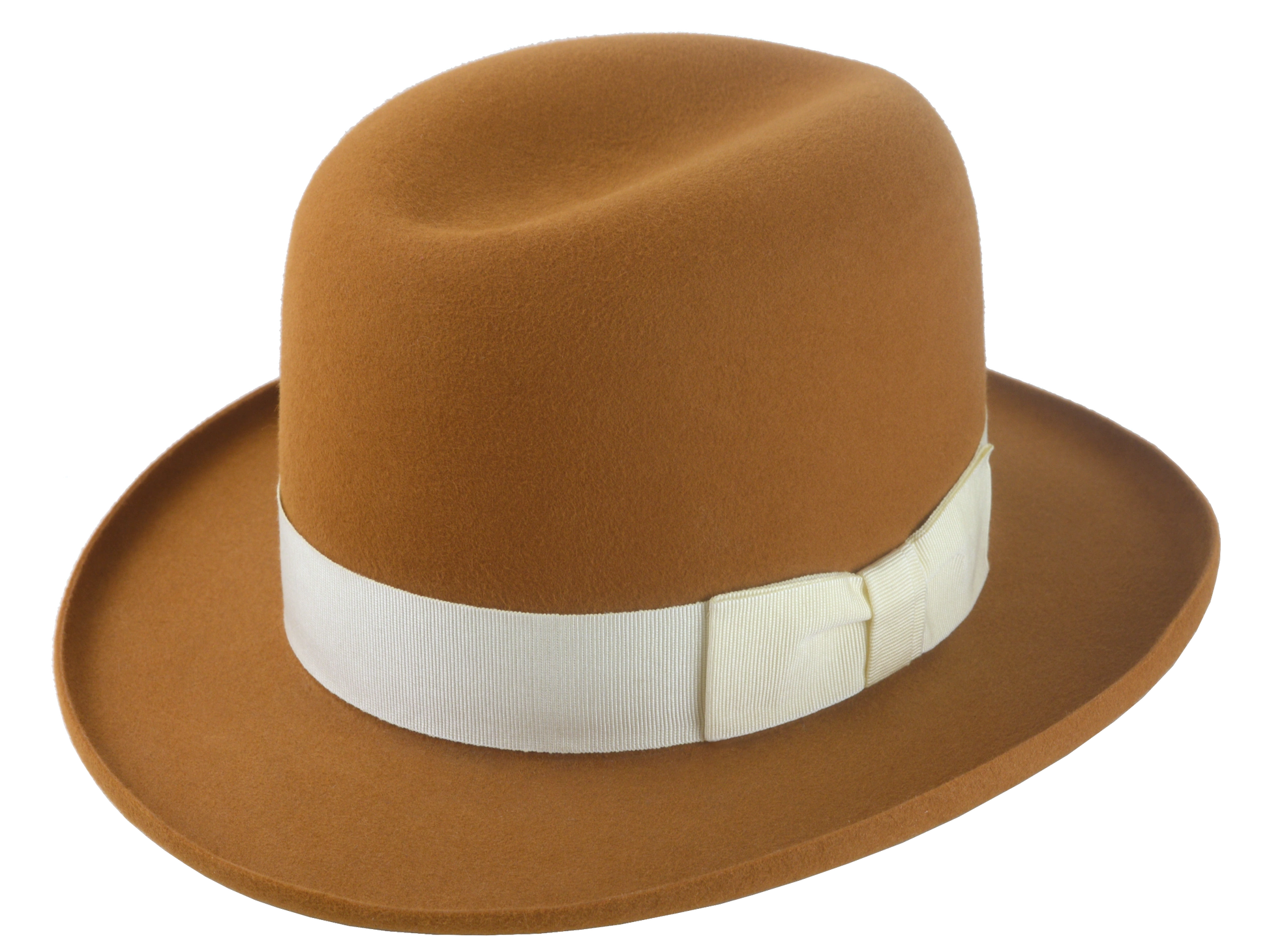 Premium Fedora with Single-Crease Crown and Raw-Edge Rolled Brim