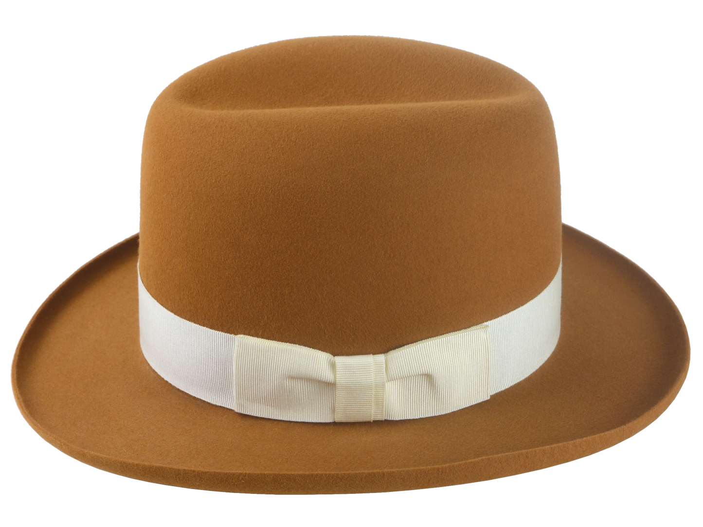Premium Fedora with Single-Crease Crown and Raw-Edge Rolled Brim