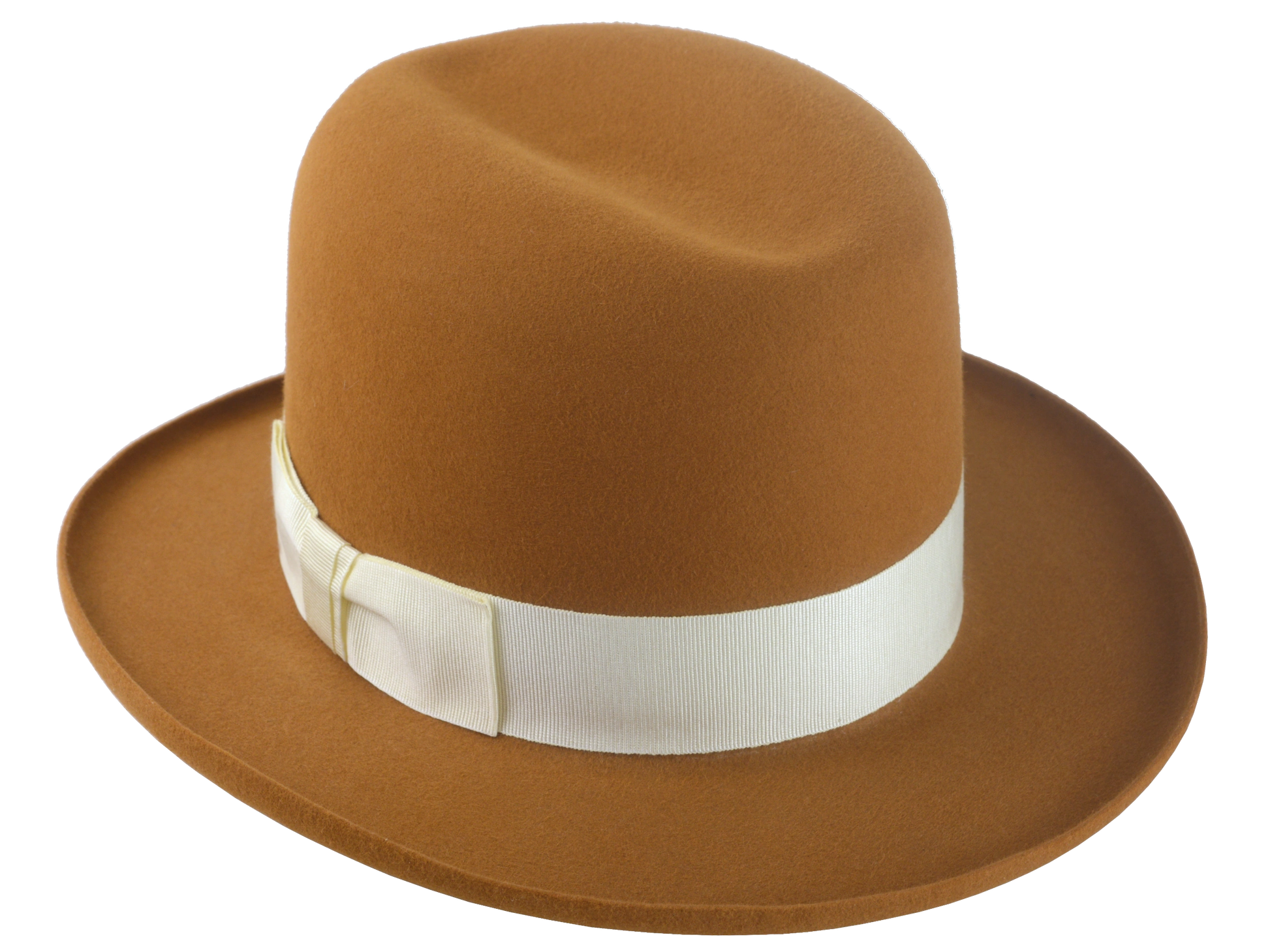 Premium Fedora with Single-Crease Crown and Raw-Edge Rolled Brim