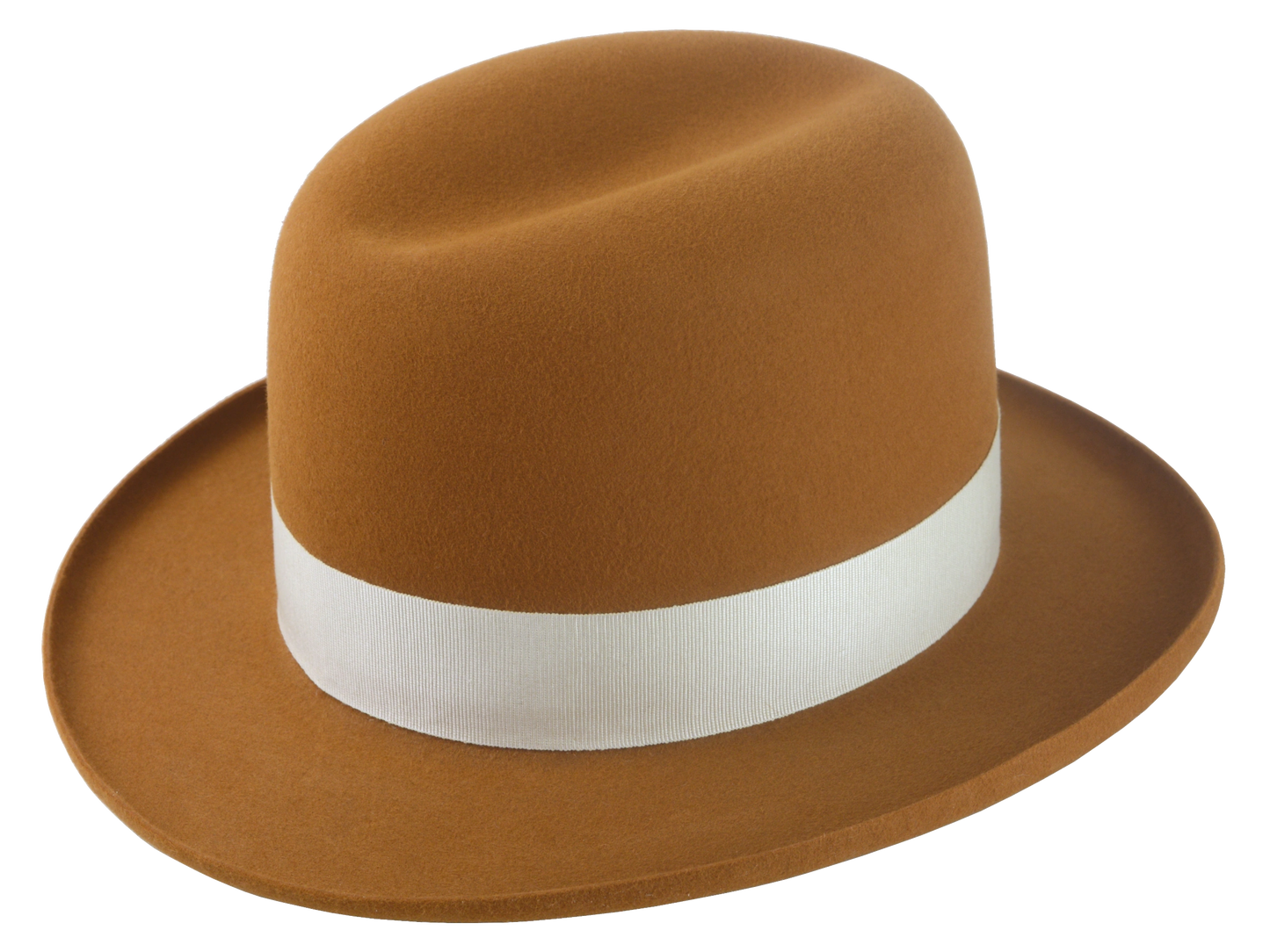 Premium Fedora with Single-Crease Crown and Raw-Edge Rolled Brim