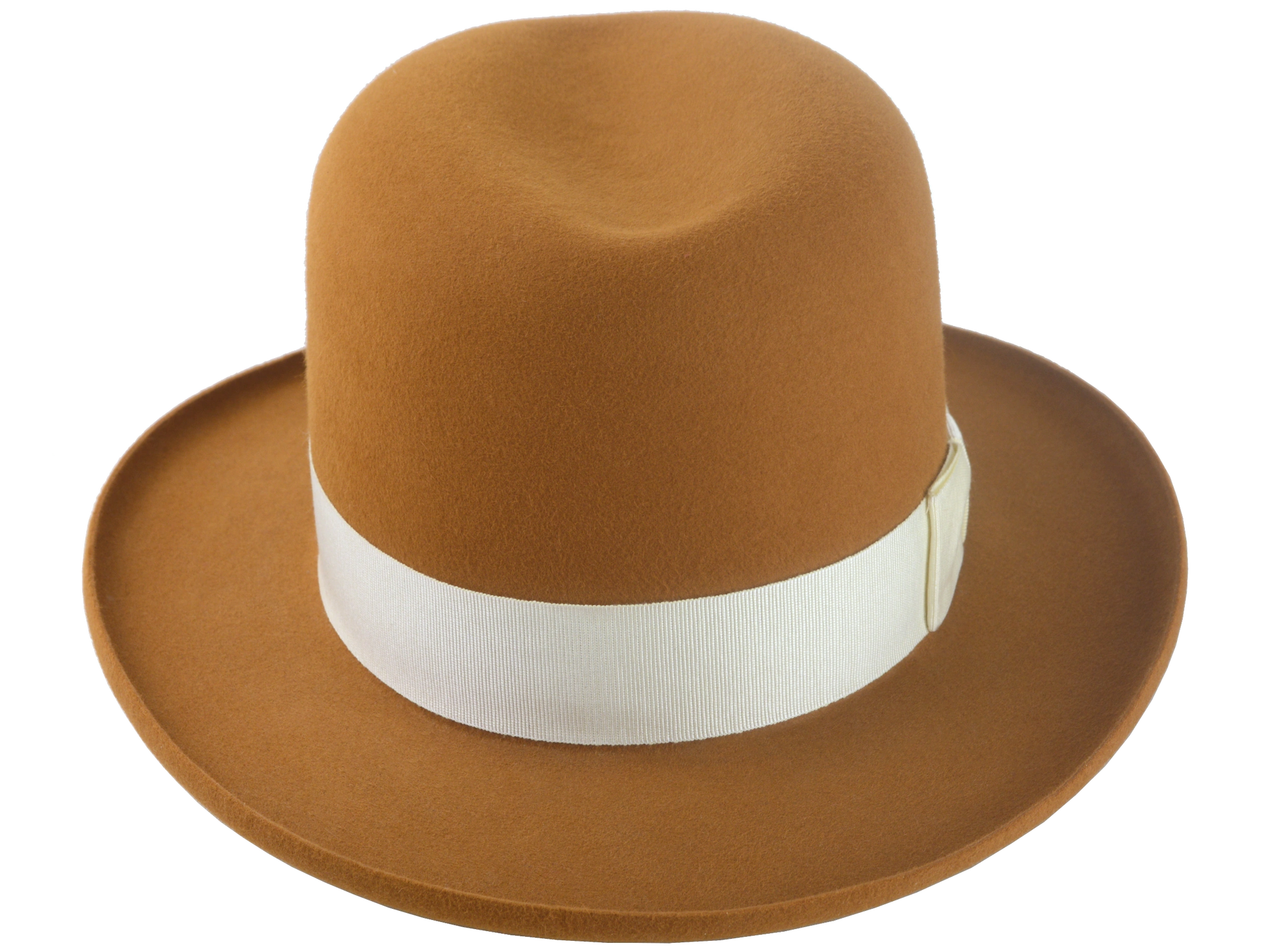Premium Fedora with Single-Crease Crown and Raw-Edge Rolled Brim