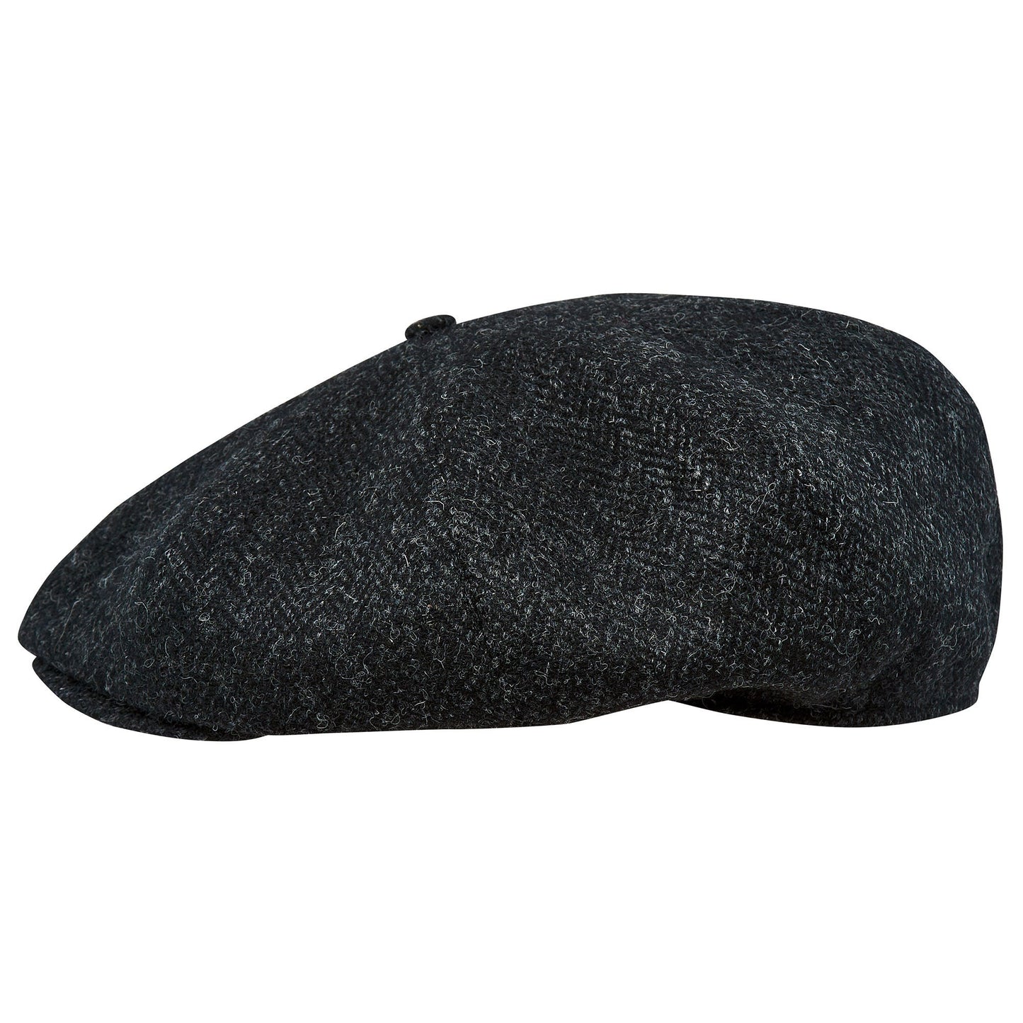 PEAKY BLINDERS Genuine Scottish Harris Tweed 8 Panels Man Cap Wool Large Crown BLACK