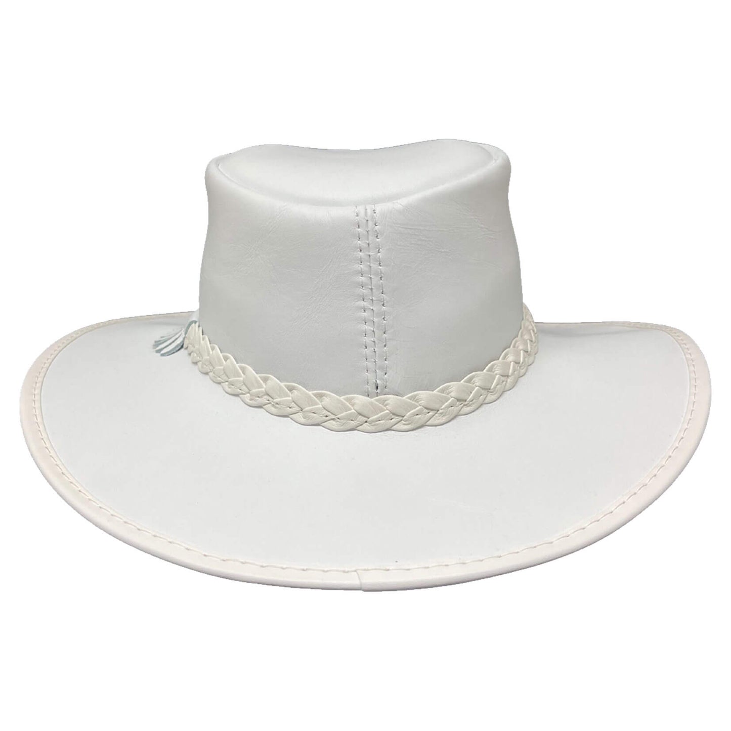 Avalanche - White Leather Outback Hat