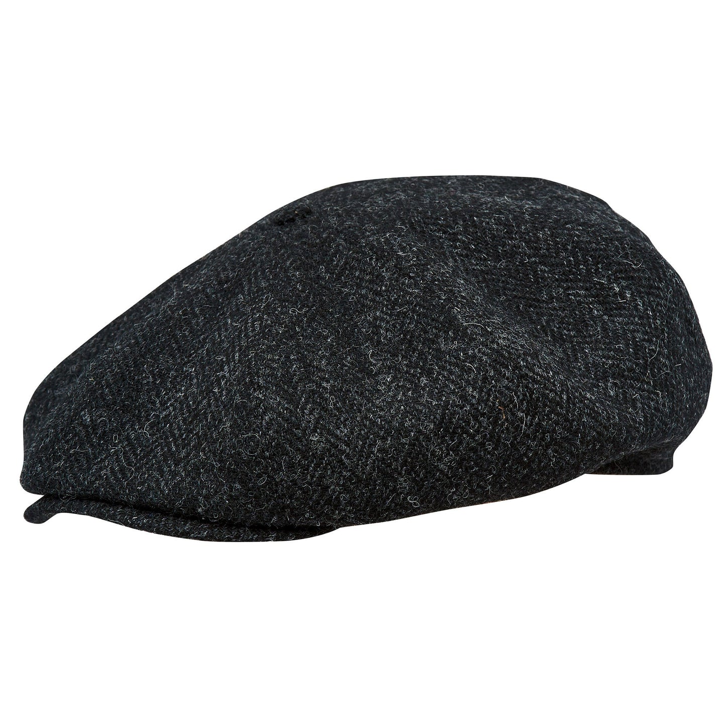 PEAKY BLINDERS Genuine Scottish Harris Tweed 8 Panels Man Cap Wool Large Crown BLACK