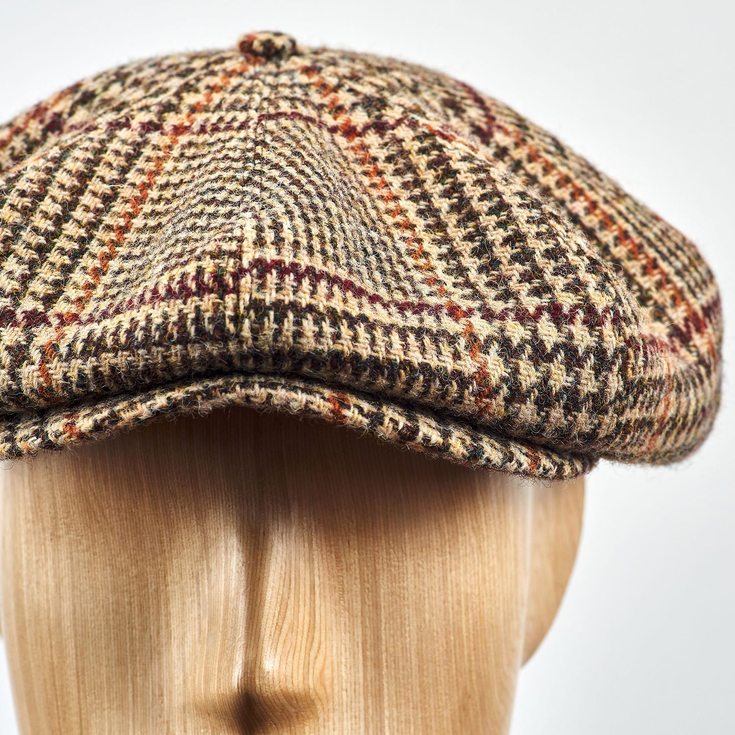 PEAKY BLINDERS Genuine Scottish Harris Tweed 8 Panels Man Cap Wool Large Crown BEIGE