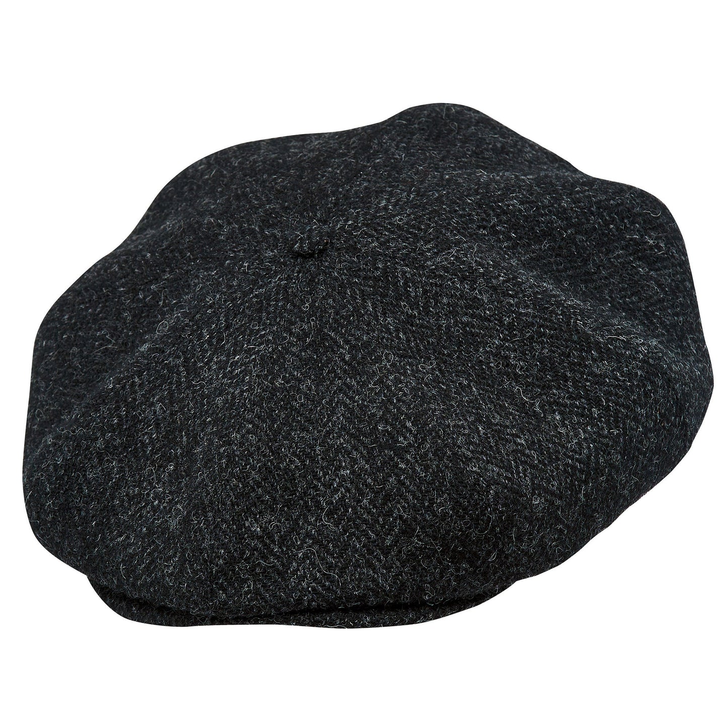 PEAKY BLINDERS Genuine Scottish Harris Tweed 8 Panels Man Cap Wool Large Crown BLACK