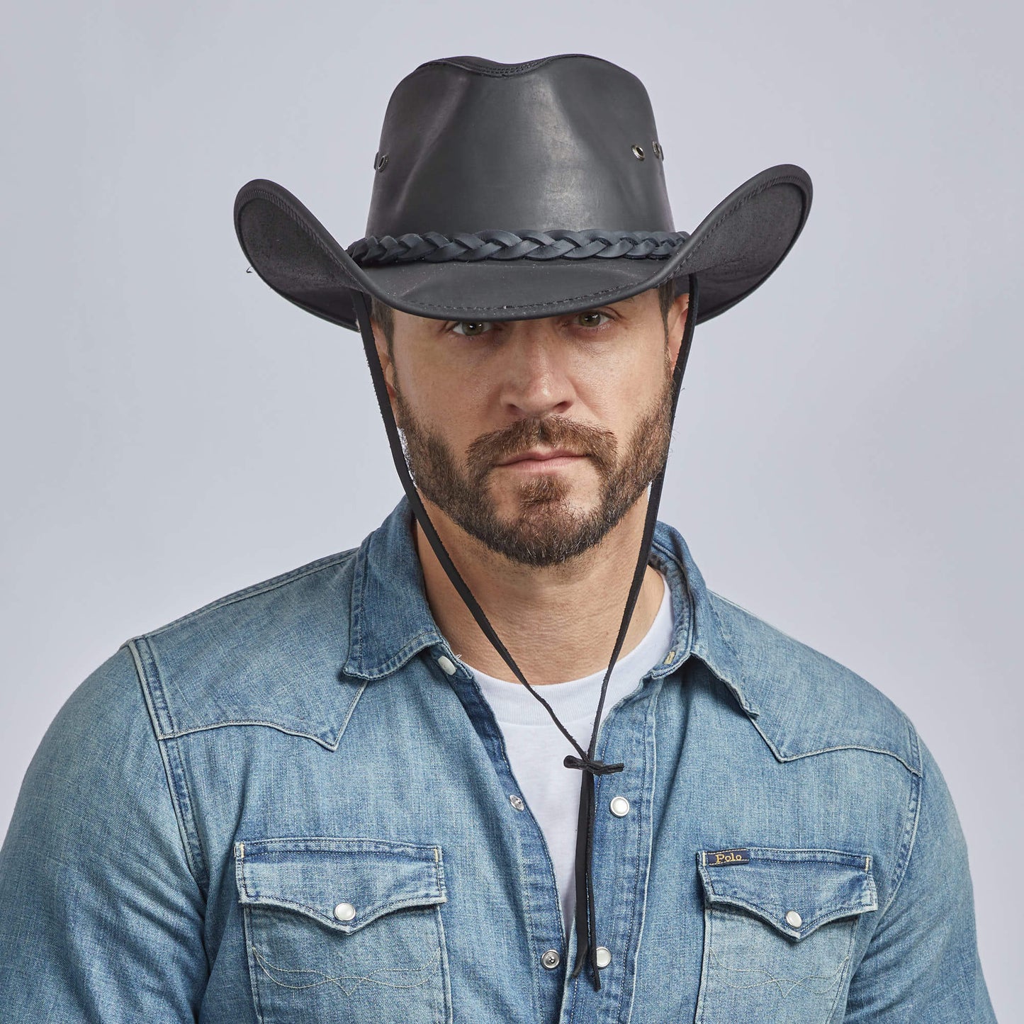 Hollywood Leather - Black Cowboy Hat - Leather Hat Band