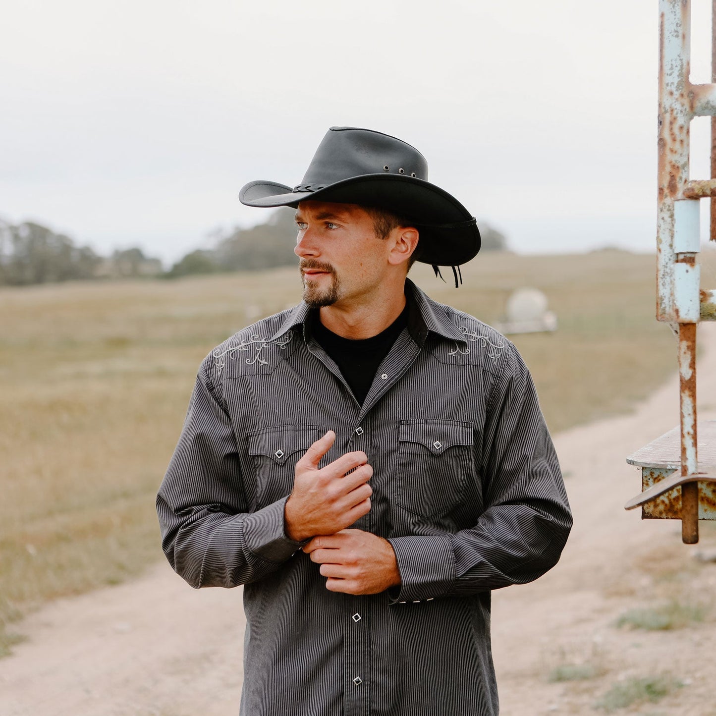 Hollywood Leather - Black Cowboy Hat - Leather Hat Band