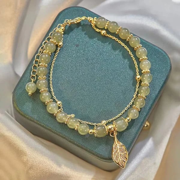 Lucky Wada Jade gold leaf bracelet