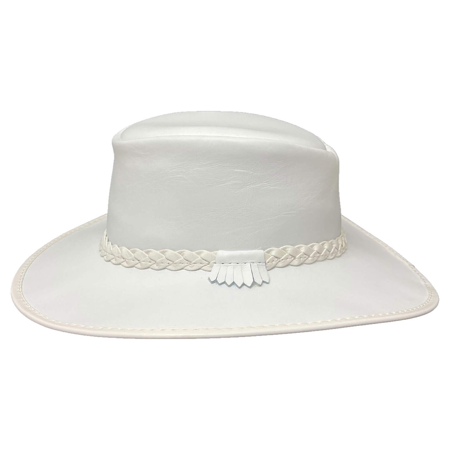 Avalanche - White Leather Outback Hat