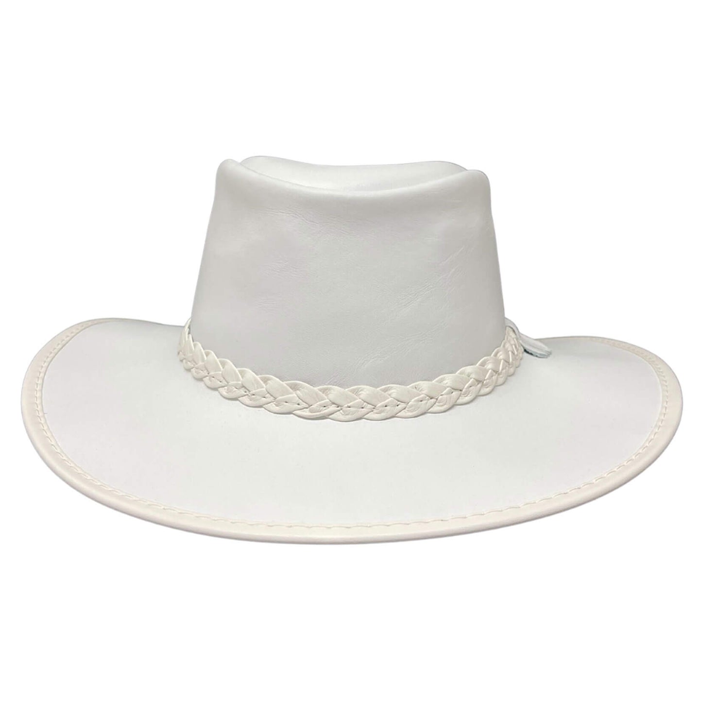 Avalanche - White Leather Outback Hat