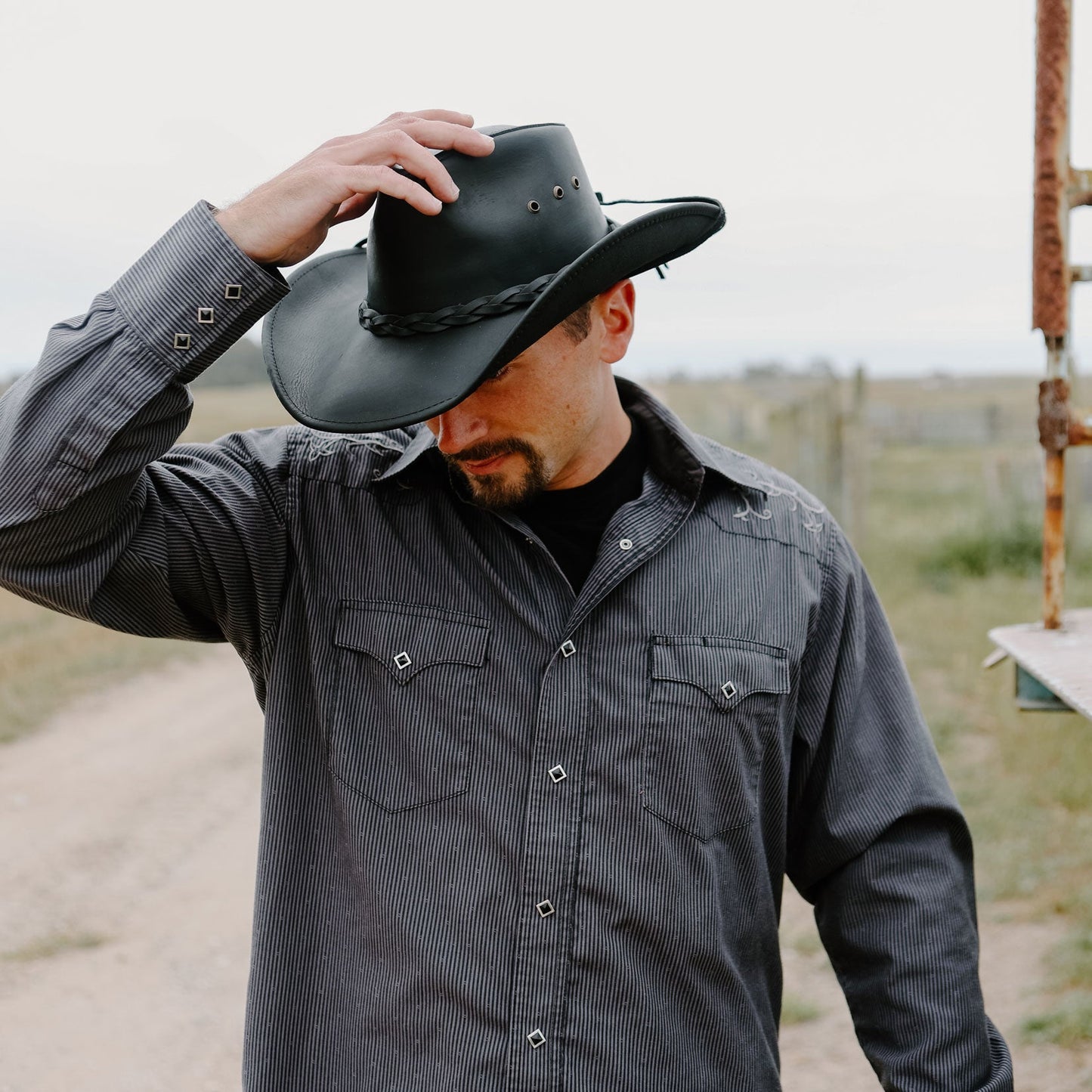 Hollywood Leather - Black Cowboy Hat - Leather Hat Band