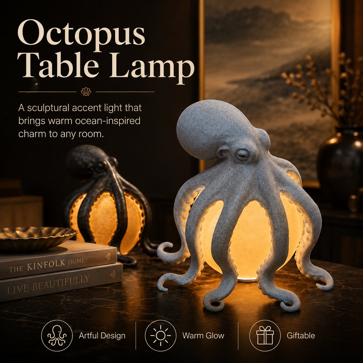 Sculptural Ocean-Inspired Accent Light - White