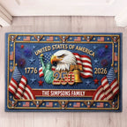 USA 250 Years Of Freedom Faux Pattern - Personalized Doormat