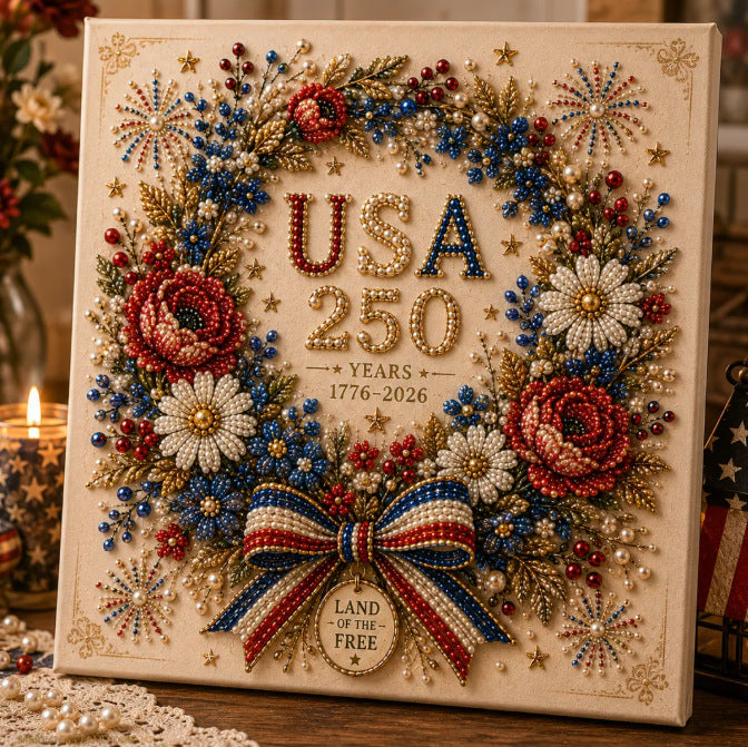 🔥LAST DAY 50% OFF - 🇺🇸 USA 250th Anniversary DIY Pearl Painting Kit ✨❤️‍🔥 - 🇺🇸 Classic Patriotic / Buy 1