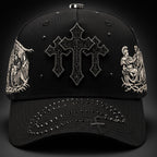 Rhinestone Cross Trucker Hat, Religious Vintage Street Cap