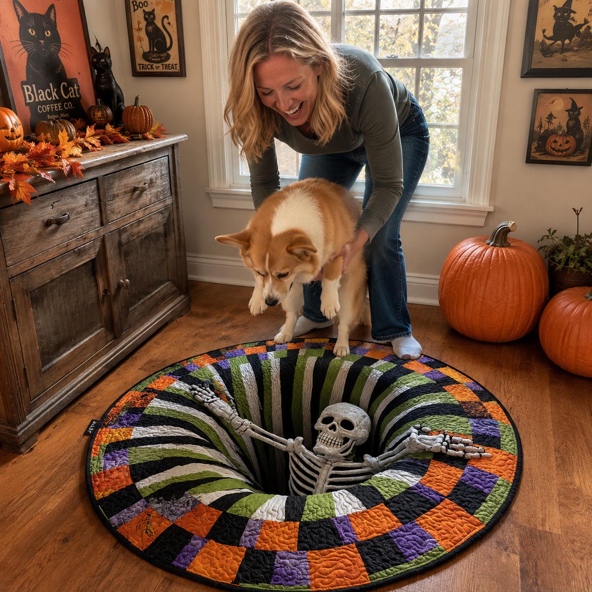 Spooky Skeleton Halloween Floor Rug – Creepy Halloween Home Decor 🎃