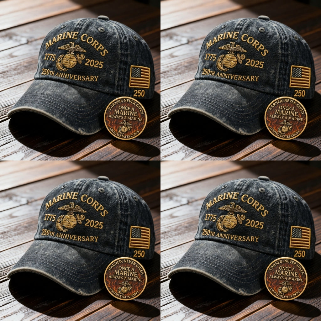 ❤️Veteran‘s Day Best Gift🌹Honoring 250th USMC Retro Washed Cap – Honor That Never Fades 🇺🇸🎁Free Symbolizes Honor Gift