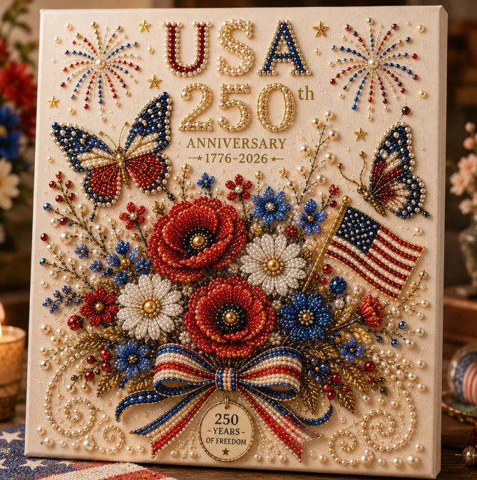 🔥LAST DAY 50% OFF - 🇺🇸 USA 250th Anniversary DIY Pearl Painting Kit ✨❤️‍🔥 - 🇺🇸 Classic Patriotic / Buy 1