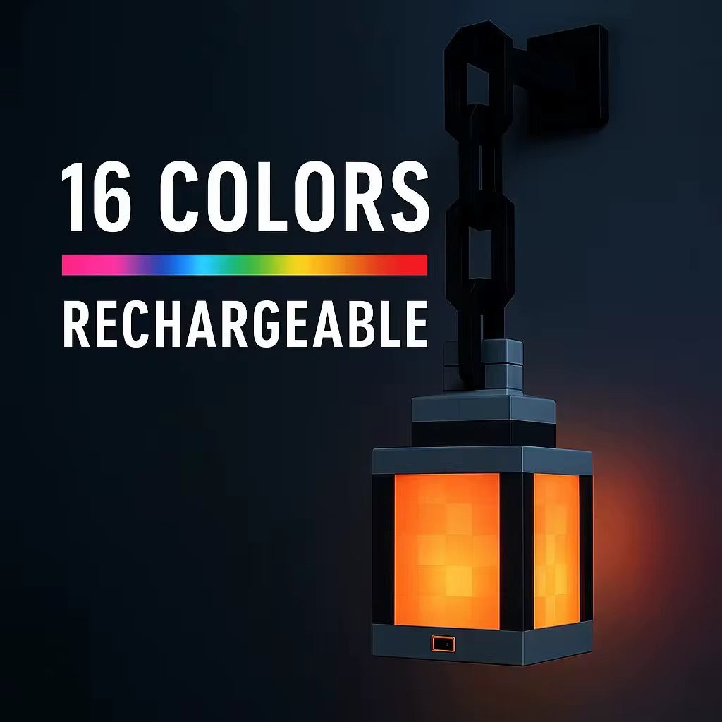 Pixelated LED Wall Lantern Lamp + Remote Control