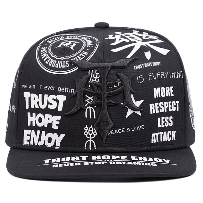 More Respect Less Attack Graffiti Snapback Cap Streetwear Flat Brim Hat