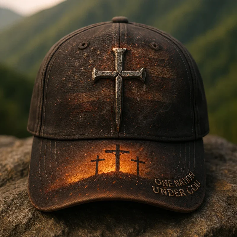 ✝️ One Nation Under God – Christian Cross Cap
