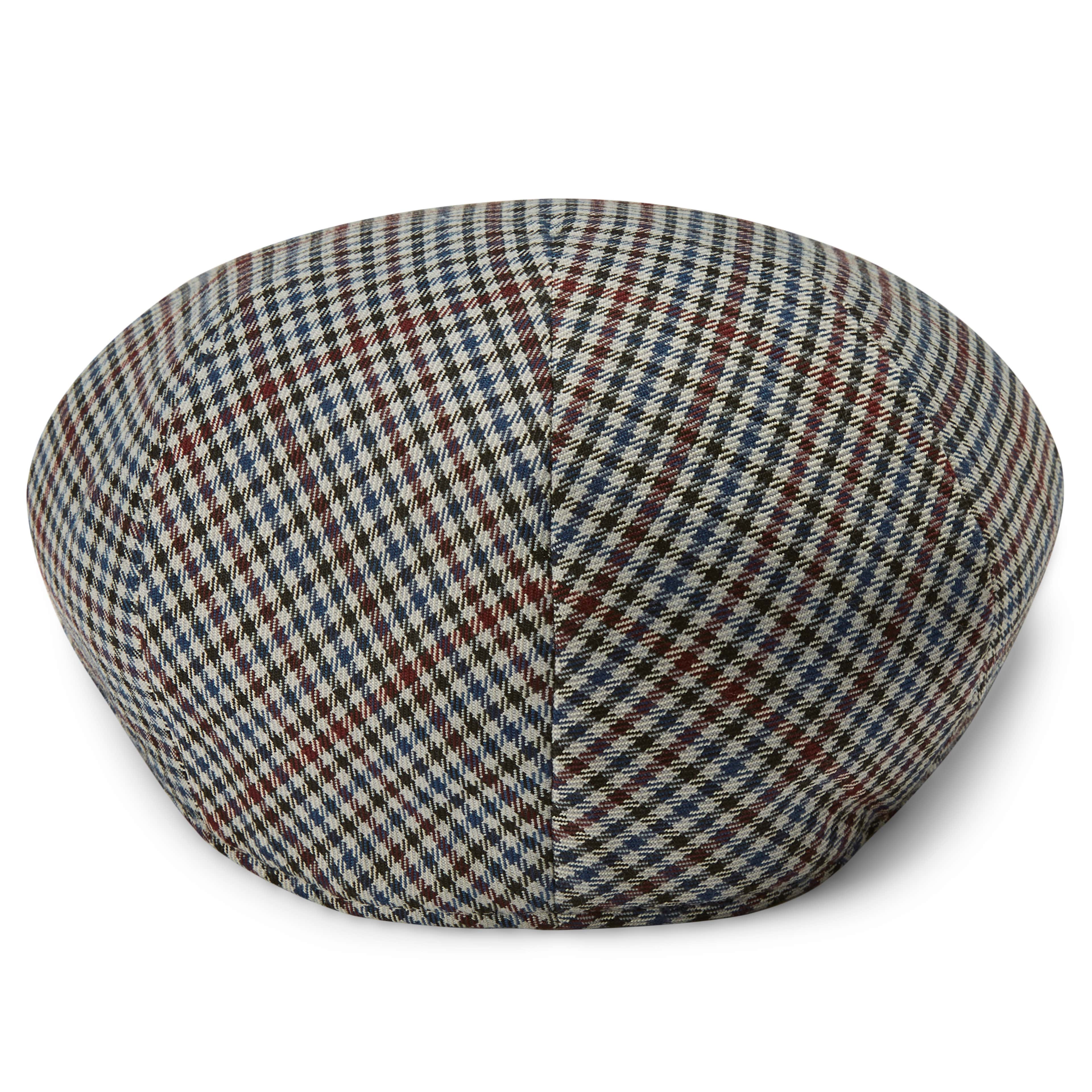 TIENDAHAT MASSIMO BURGUNDY & NAVY CHECKERED MODA FLAT CAP