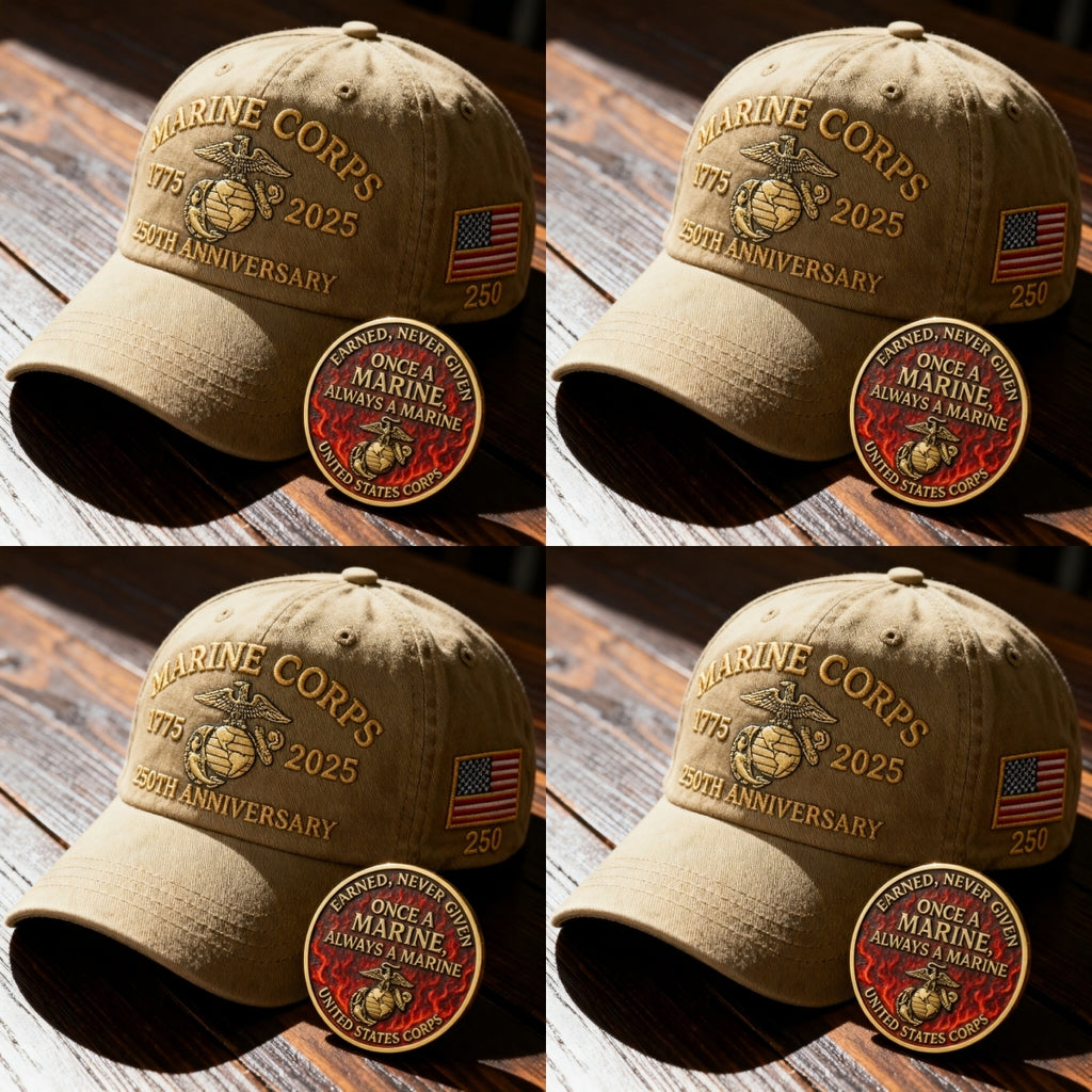 ❤️Veteran‘s Day Best Gift🌹Honoring 250th USMC Retro Washed Cap – Honor That Never Fades 🇺🇸🎁Free Symbolizes Honor Gift