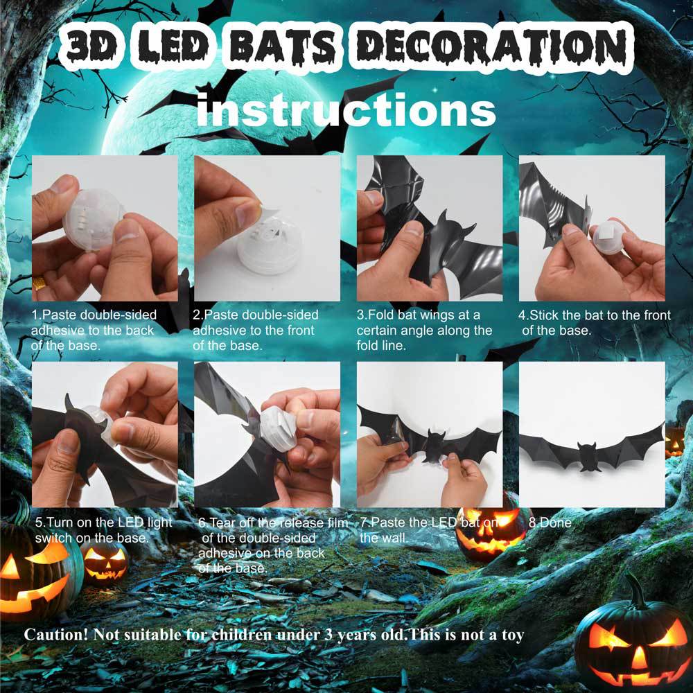 Halloween LED Bat Lights – Glowing Hanging Bats for Party & Yard Decor
