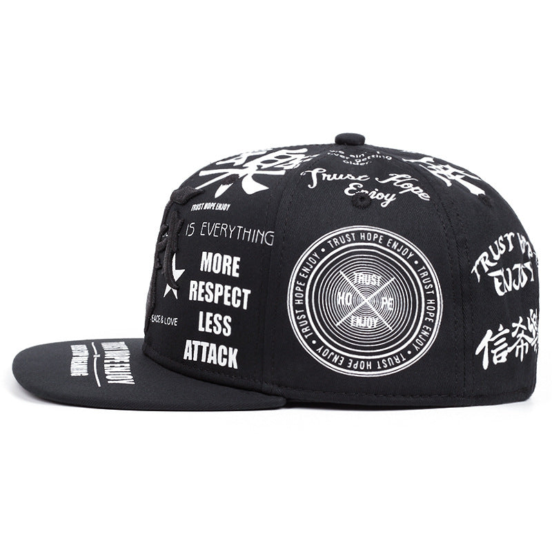More Respect Less Attack Graffiti Snapback Cap Streetwear Flat Brim Hat