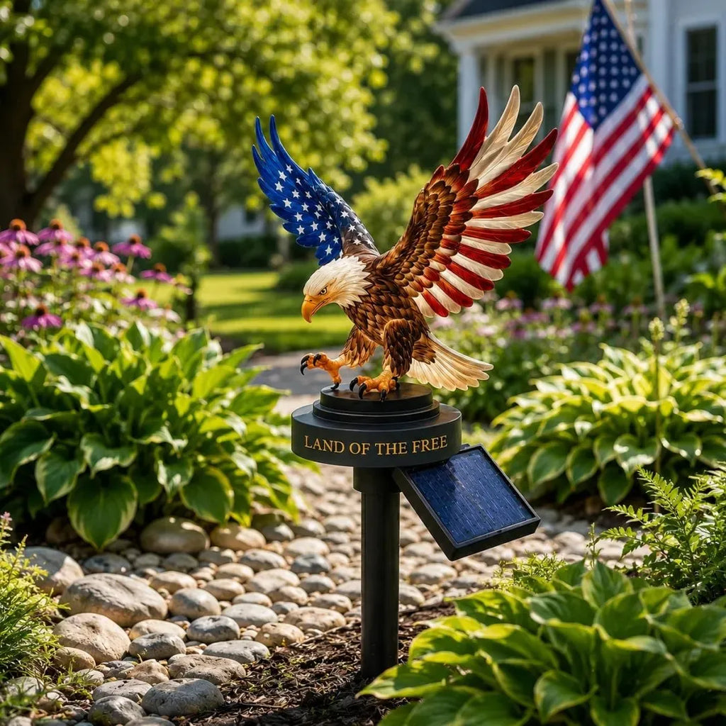 🔥Last Day 49% OFF-Solar Eagle Garden Light – A Glowing Tribute to American Freedom