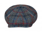 PEAKY BLINDERS SHELBY - HARRIS TWEED Genuine Scottish Harris Tweed 8 Panels Man Cap Grey-Blue-red