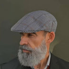 TIENDAHAT MASSIMO BURGUNDY & NAVY CHECKERED MODA FLAT CAP