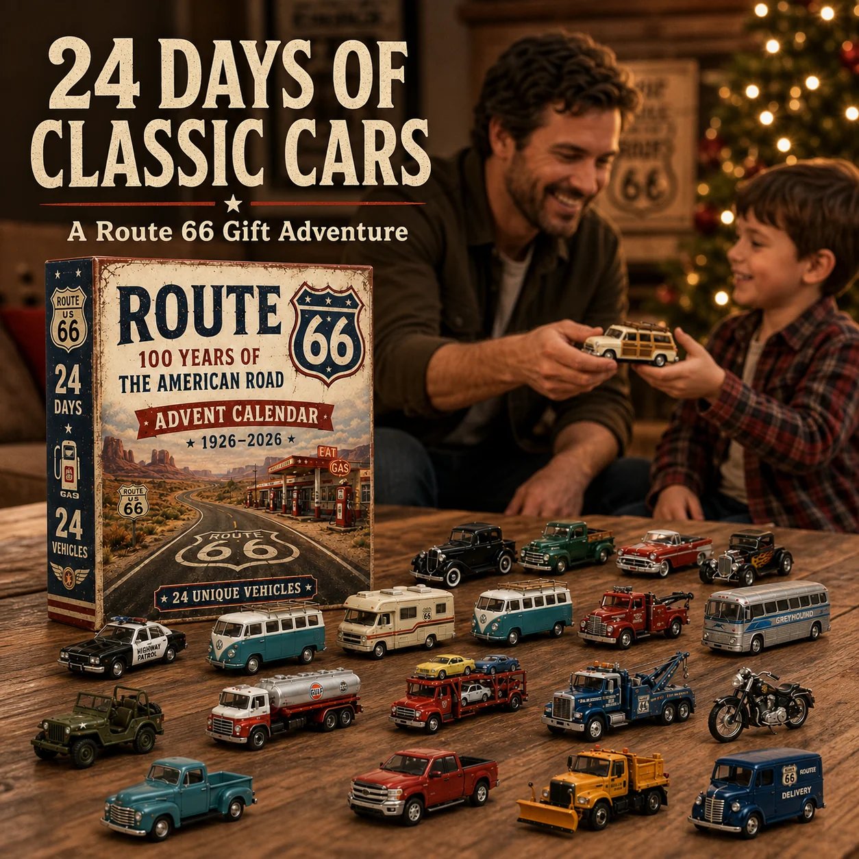 Route 66 Centennial Advent Calendar – 24 Days of American Road Legends | 1926–2026 Collector's Edition
