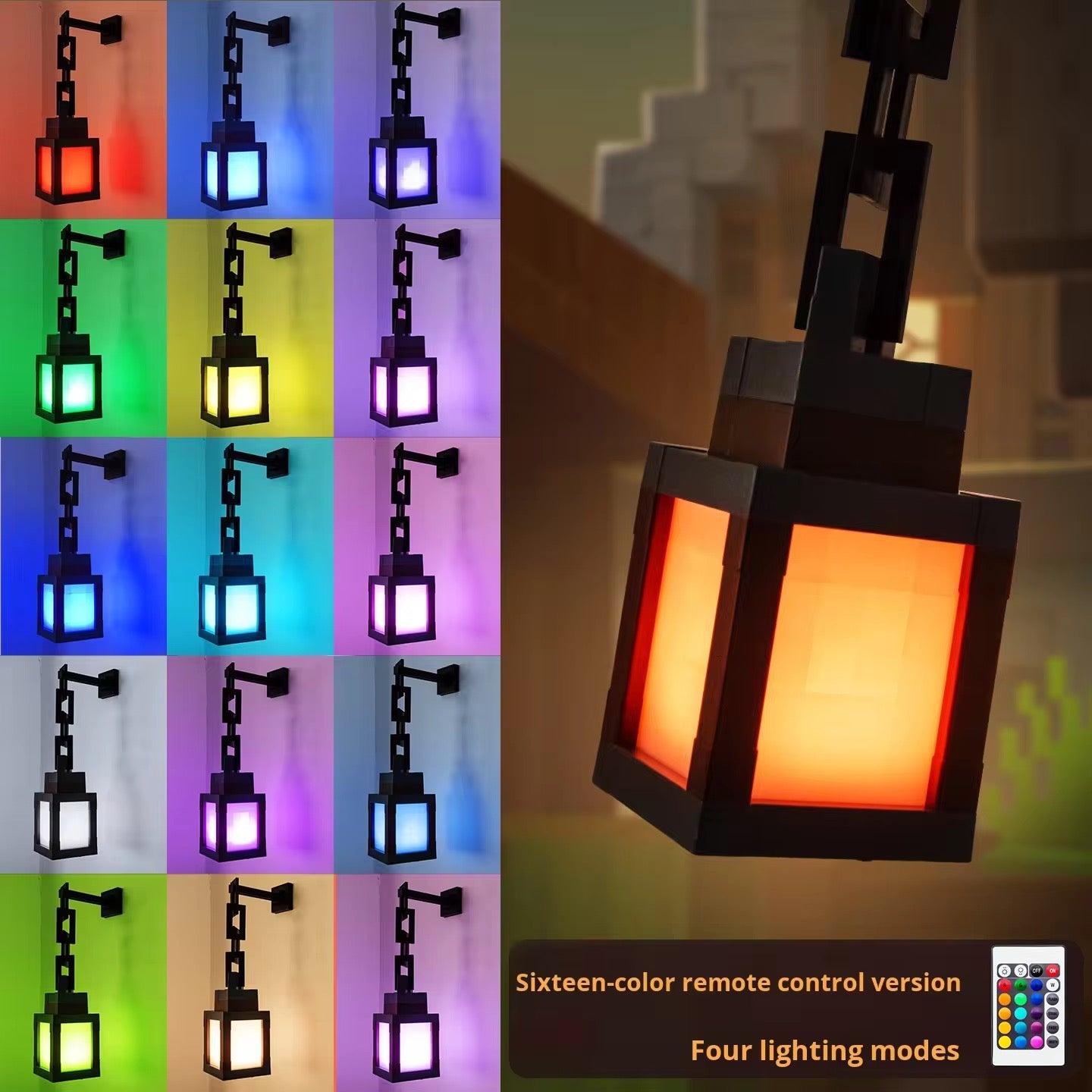 Pixelated LED Wall Lantern Lamp + Remote Control