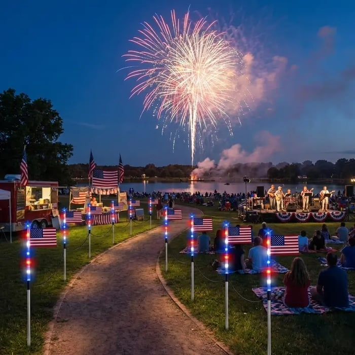 🔥Last Day 49% OFF - Solar American Flag Pathway Lights – Red, White & Blue Yard Glow for 250th Independence Celebration ✨