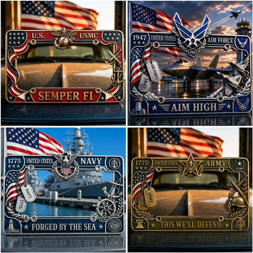 Military Branch Tribute License Plate Frame Collection