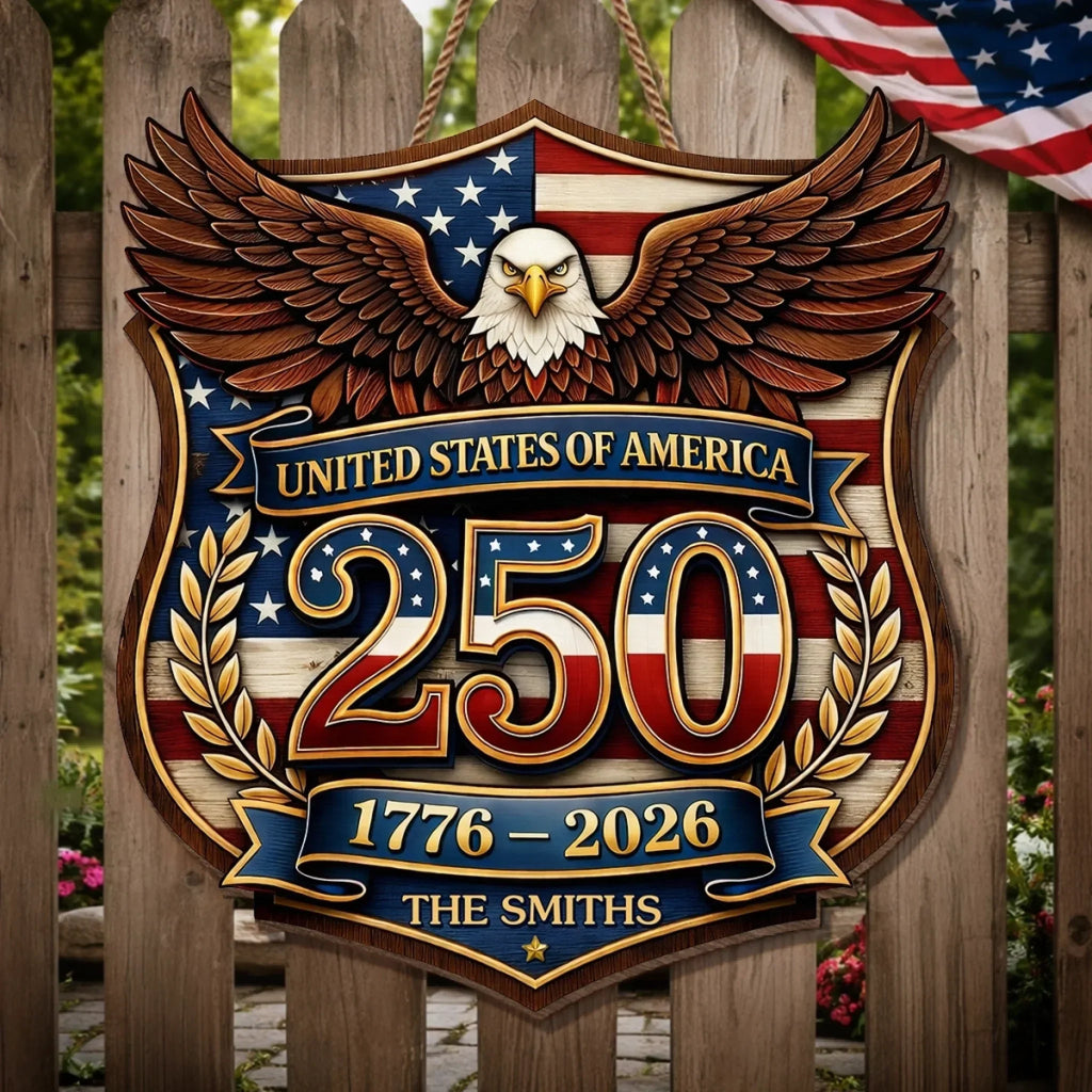 Custom Wood Sign - Personalized America 250th Anniversary Gifts