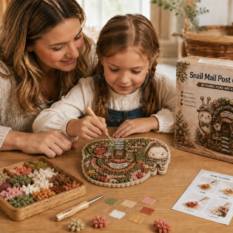 🍄 Whimsical Village 3D Fabric Poke Art Kit