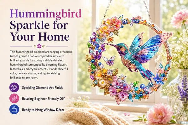 💥LAST DAY 49% OFF - Hummingbird Diamond Art Hanging Ornament Kit - Rainbow Dragonfly