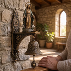 ✨ Our Lady of Grace Bronze Miraculous Medal Wall Bell | 🙏Catholic Religious Home & Garden Decor