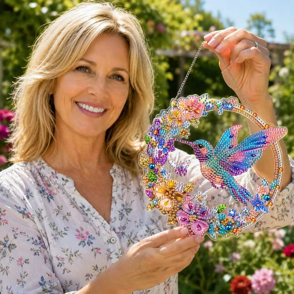 💥LAST DAY 49% OFF - Hummingbird Diamond Art Hanging Ornament Kit - Rainbow Dragonfly
