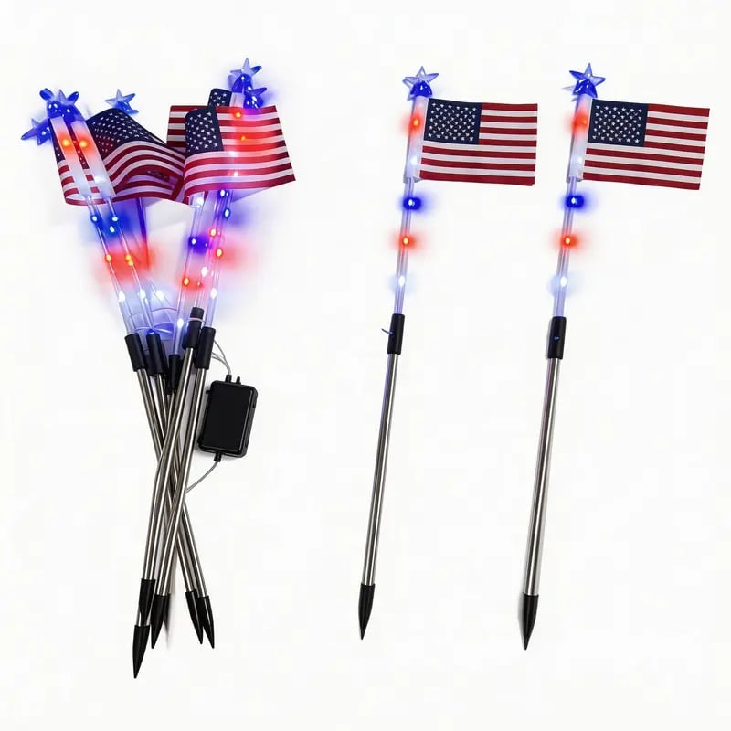 🔥Last Day 49% OFF - Solar American Flag Pathway Lights – Red, White & Blue Yard Glow for 250th Independence Celebration ✨