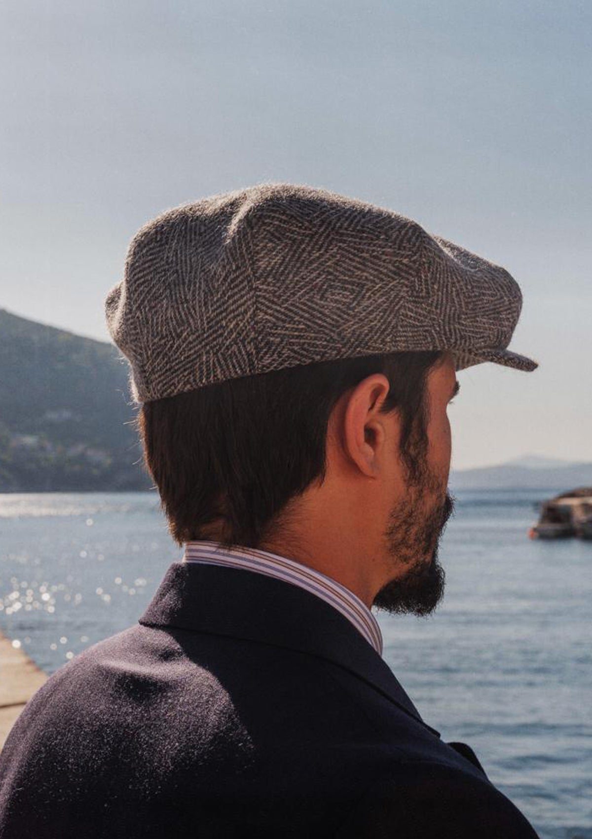 Regency 50 Pence Flat Cap - Grey Art Deco Tweed