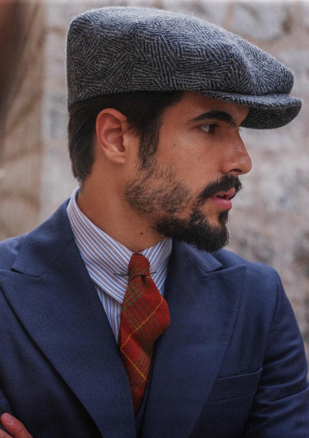 Regency 50 Pence Flat Cap - Grey Art Deco Tweed
