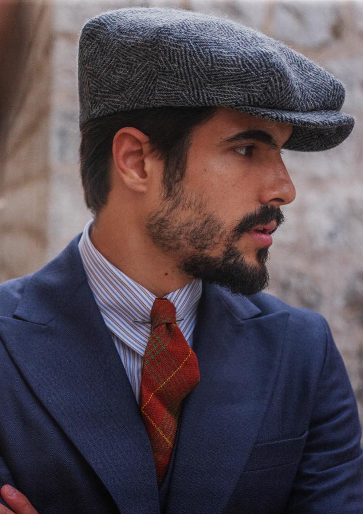 Regency 50 Pence Flat Cap - Grey Art Deco Tweed