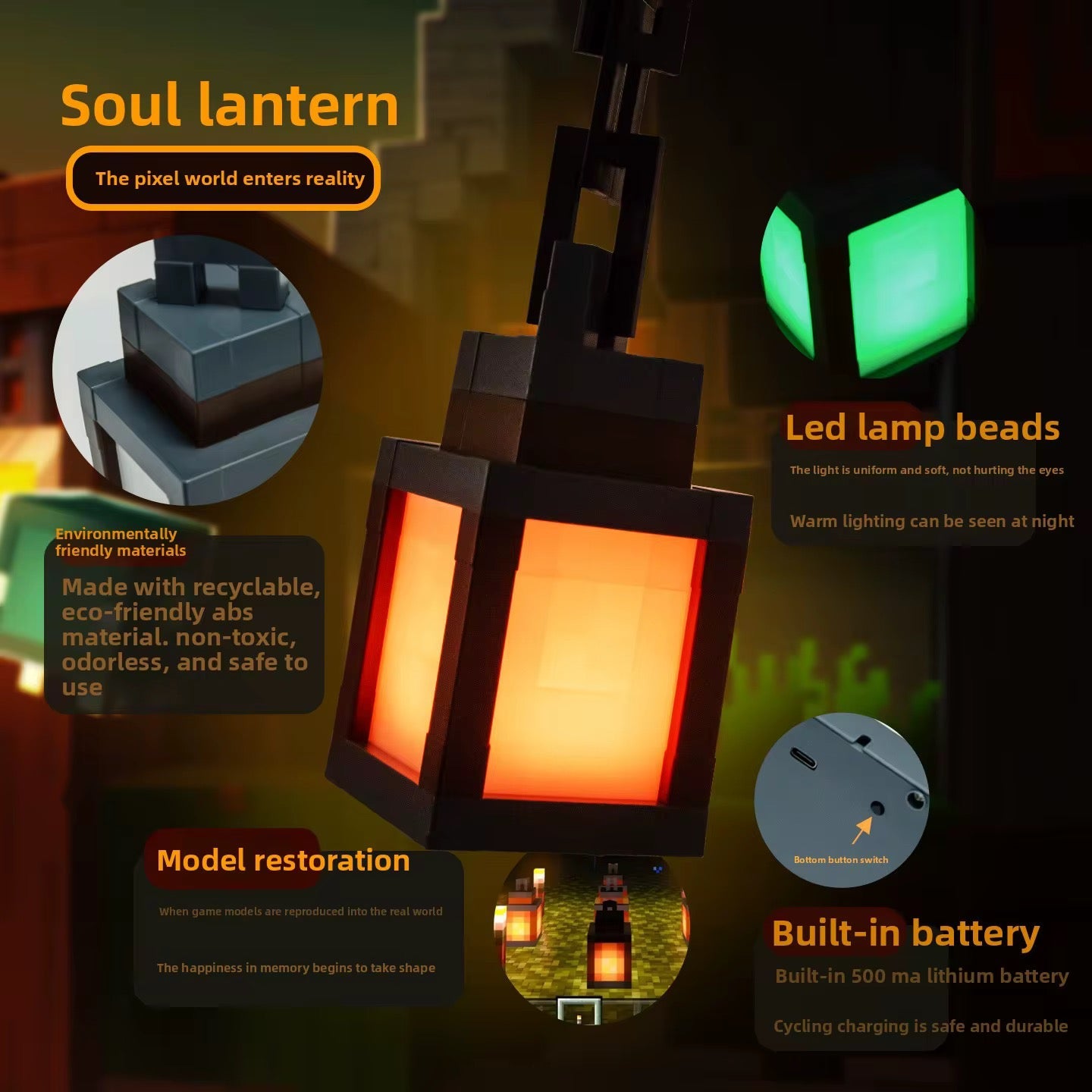 Pixelated LED Wall Lantern Lamp + Remote Control