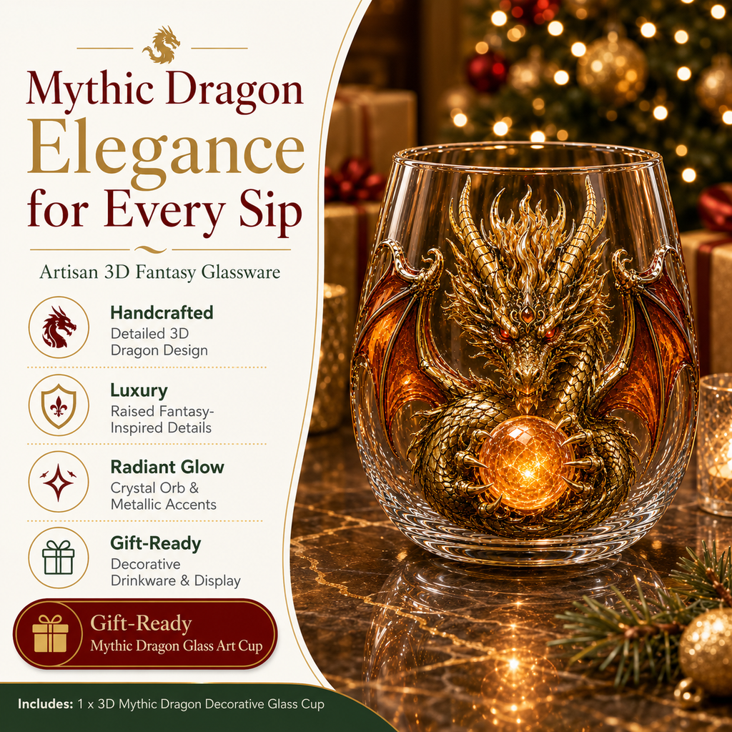 🐉✨ 3D Mythic Dragon Glass Art Cup | Luxury Raised Fantasy Glassware for Whiskey, Home Bar Décor & Legendary Gifts 🎁