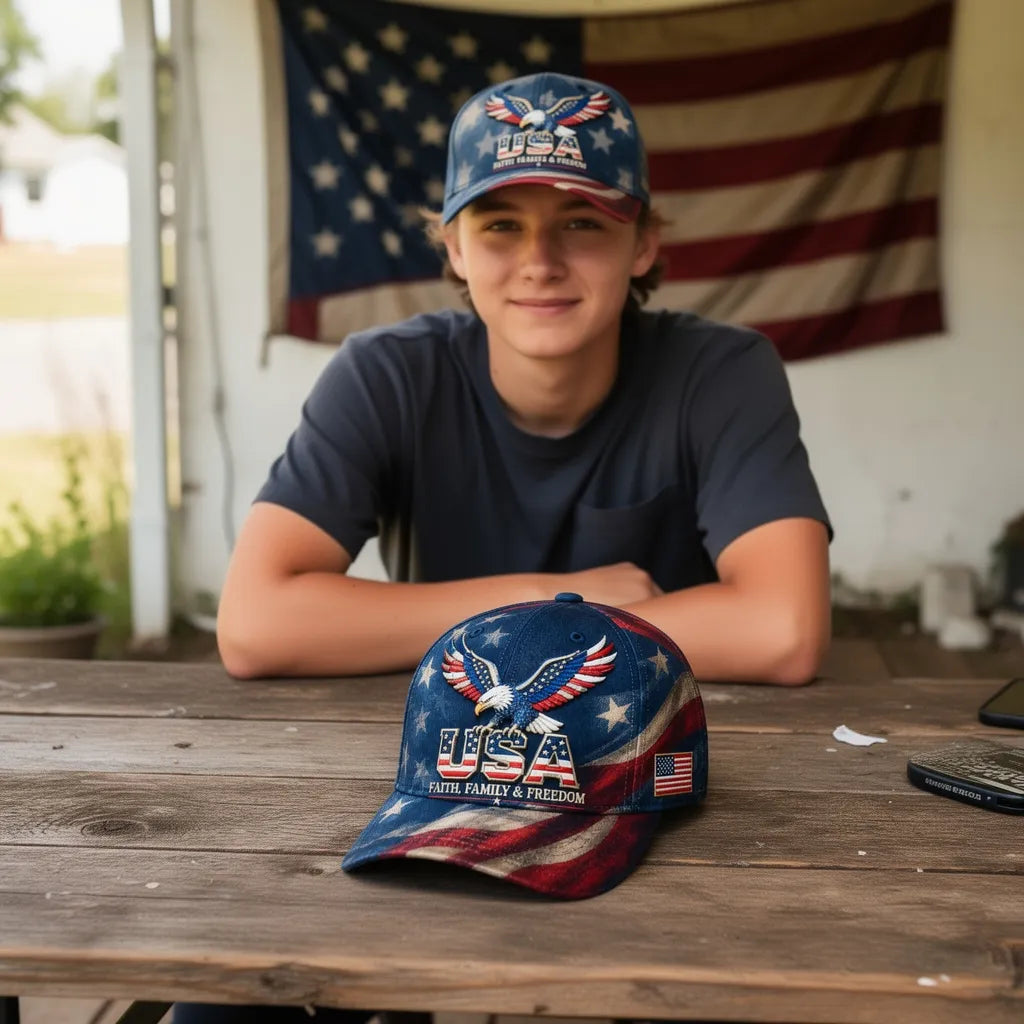 Patriotic Eagle USA Cap